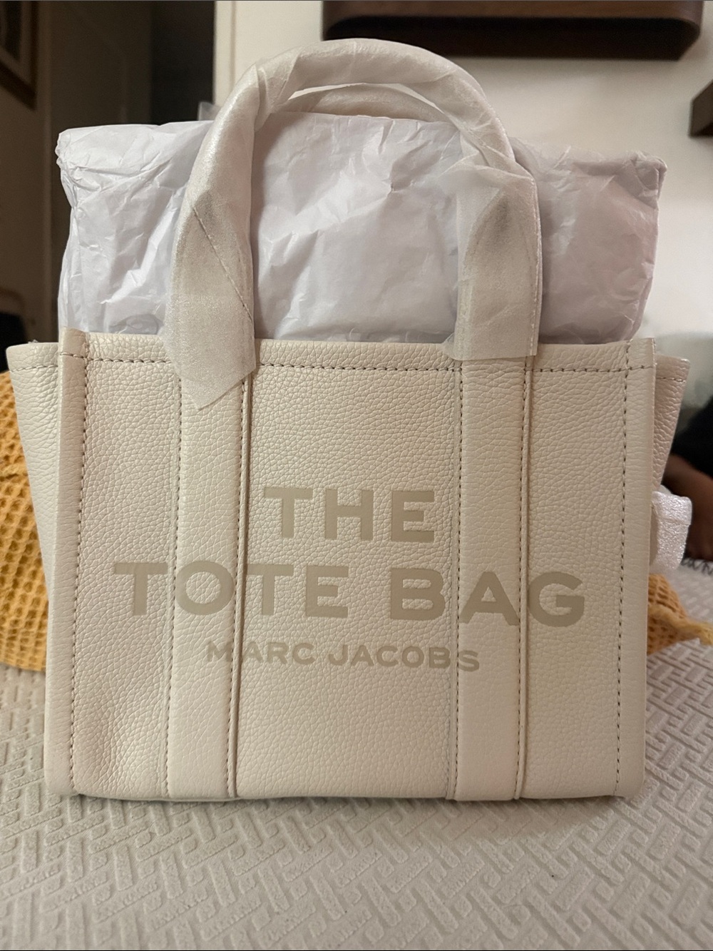 Marc Jacobs Cream Pebbled Leather Tote